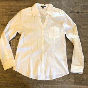 New. Size L. Express White Long Sleeve Rolled Sleeve